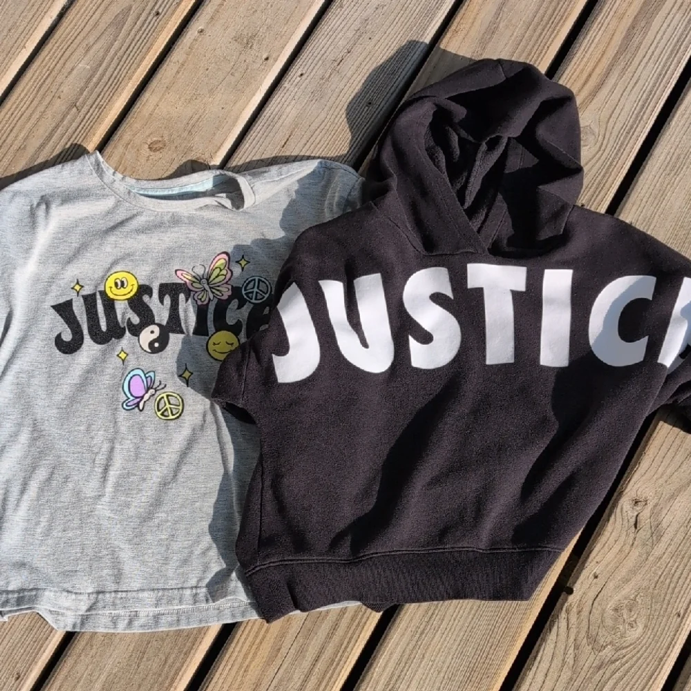 Justice Black and White Cropped Hoodie